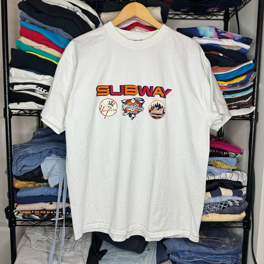 Vintage Y2K New York Subway Series 2000 Yankee vs Mets Short Sleeve Sz Medium